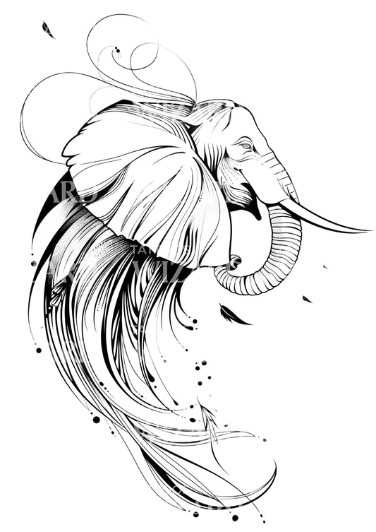 Ornamental Elephant Tattoo Idea