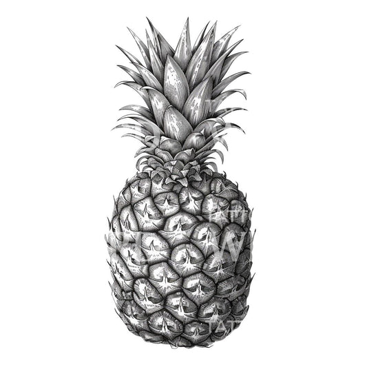 Realistic Pineapple Illustration Tattoo Idea