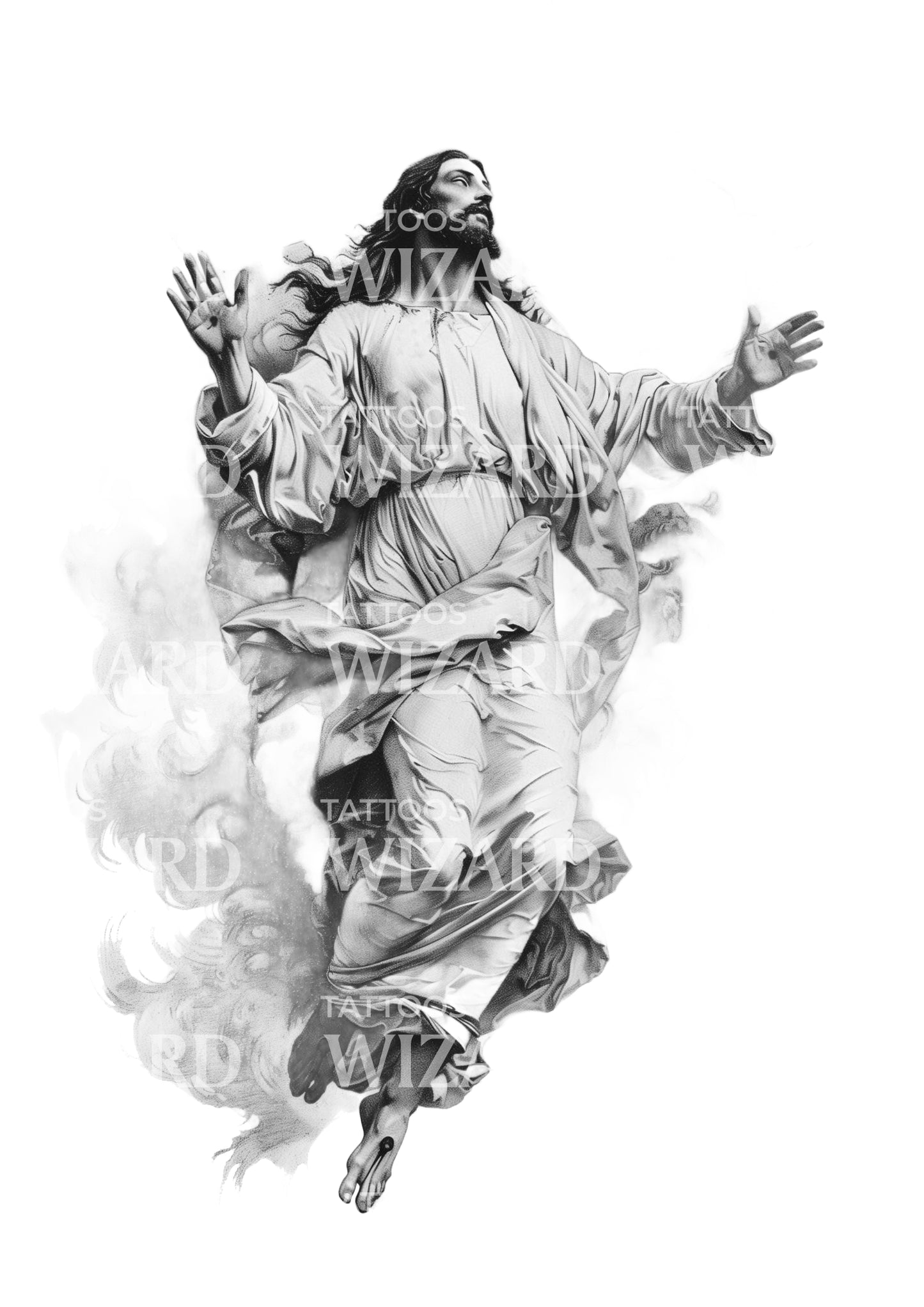 Ressurection of Jesus in Black & Grey Tattoo Idea