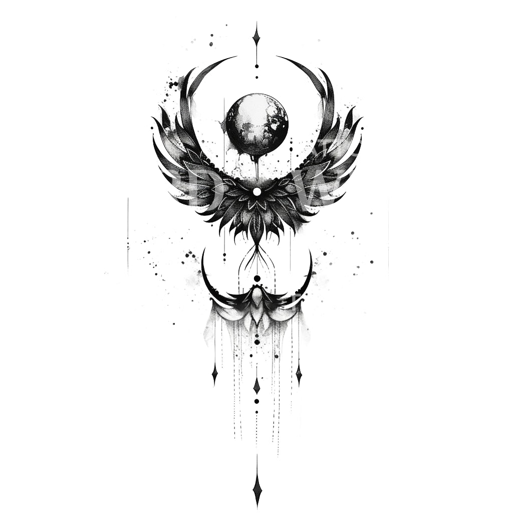 Spiritual Angel Wings Talisman Tattoo Design