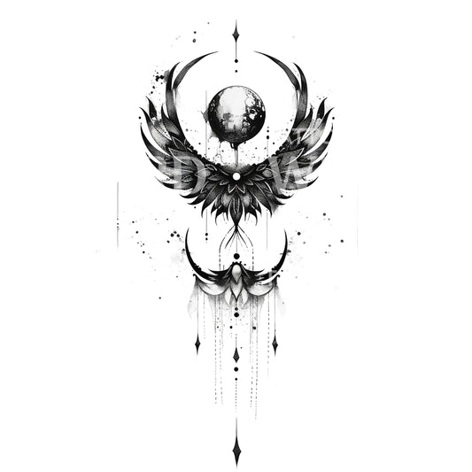 Spiritual Angel Wings Talisman Tattoo Design