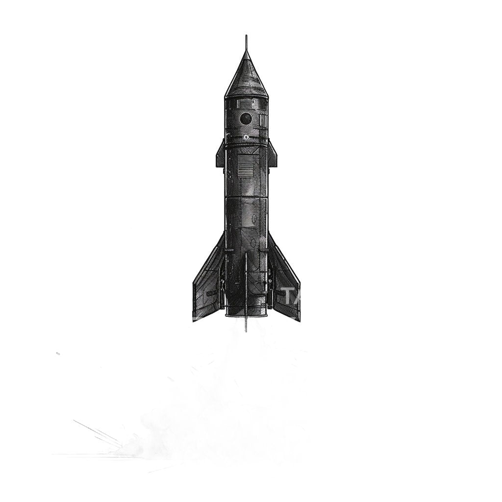 Steampunk Rocket Launching Illustration Tattoo Idea
