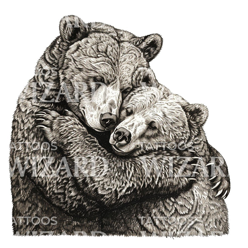 Strong Father Hugging His Son Tattoo Idea