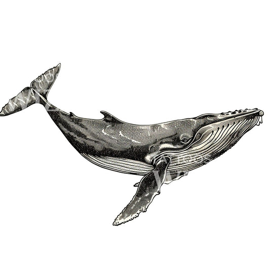 Vintage Blue Whale Illustration Tattoo Idea