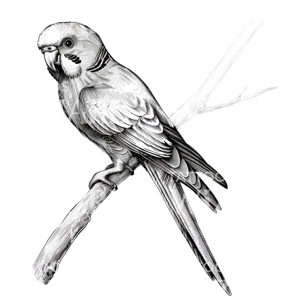 Vintage Parakeet Ink Tattoo Idea