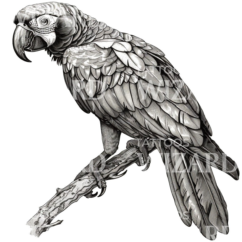 Vintage Parrot Tattoo Idea