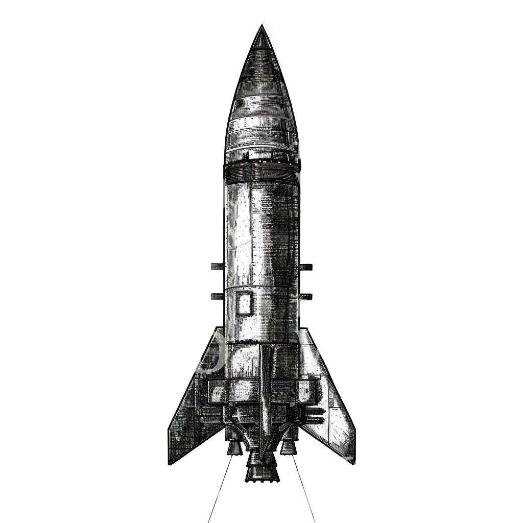 Vintage Rocket Ship Tattoo Idea