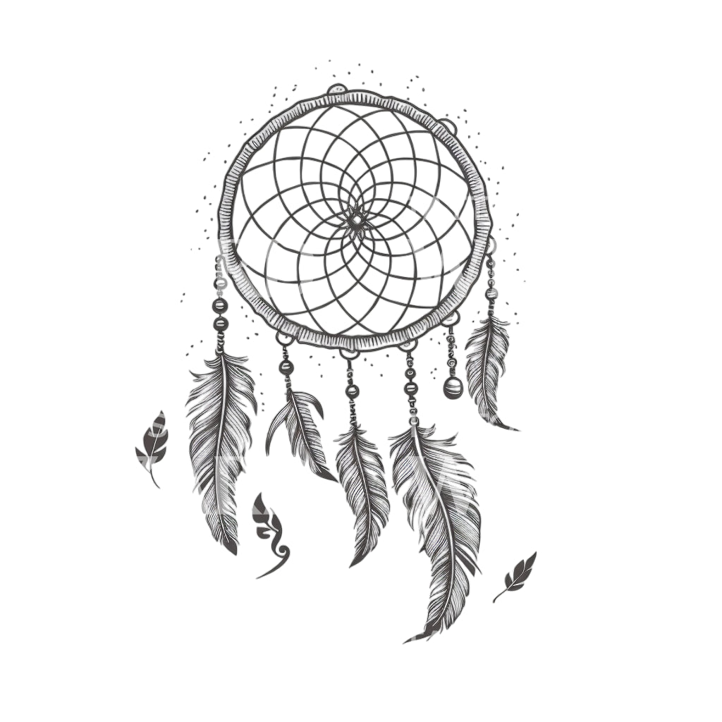 Black and Grey Dream Catcher Tattoo Design