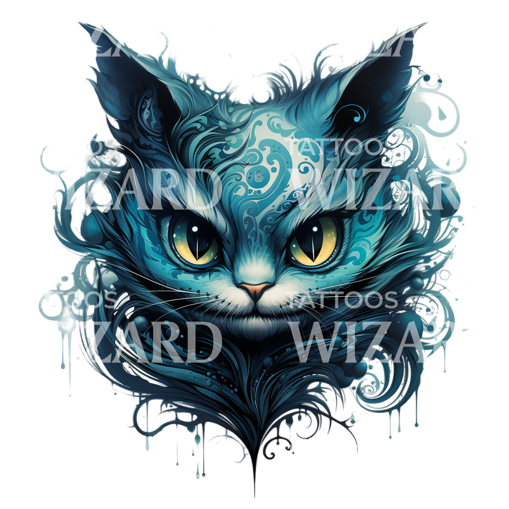 New School Cheshire Cat Tattoo Design