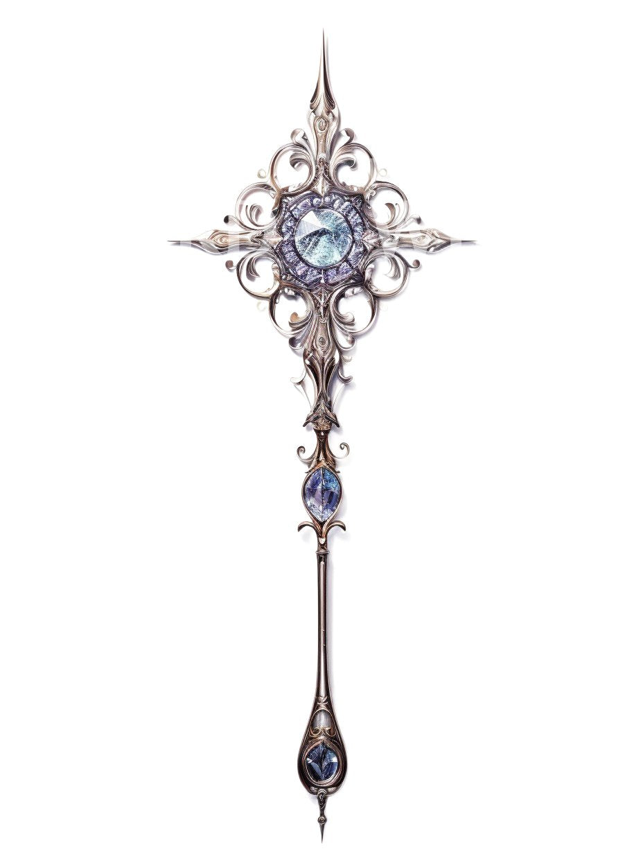 Fantasy Jewelry with Gemstone Tattoo Design