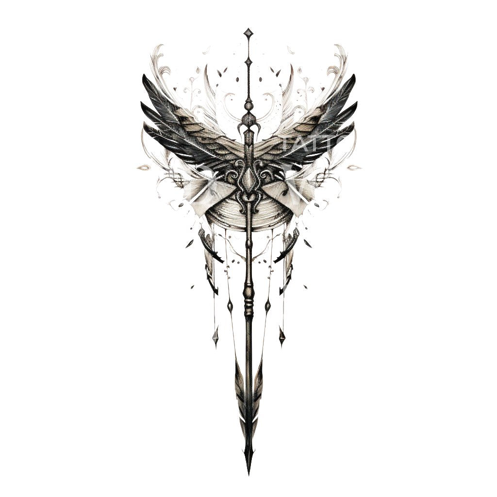 Warrior Ornamental Feathers Tattoo Design