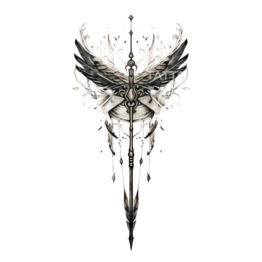 Warrior Ornamental Feathers Tattoo Design
