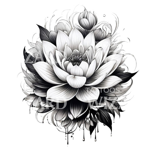 Floral Lotus Flower Tattoo Design