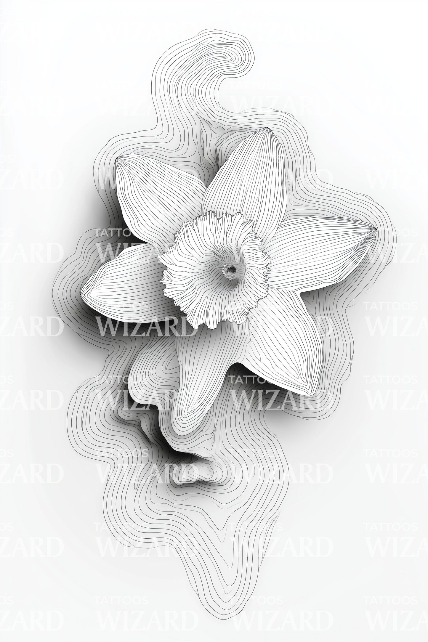 Abstrakt 3D Påsklilja Twist Tatuering Idé