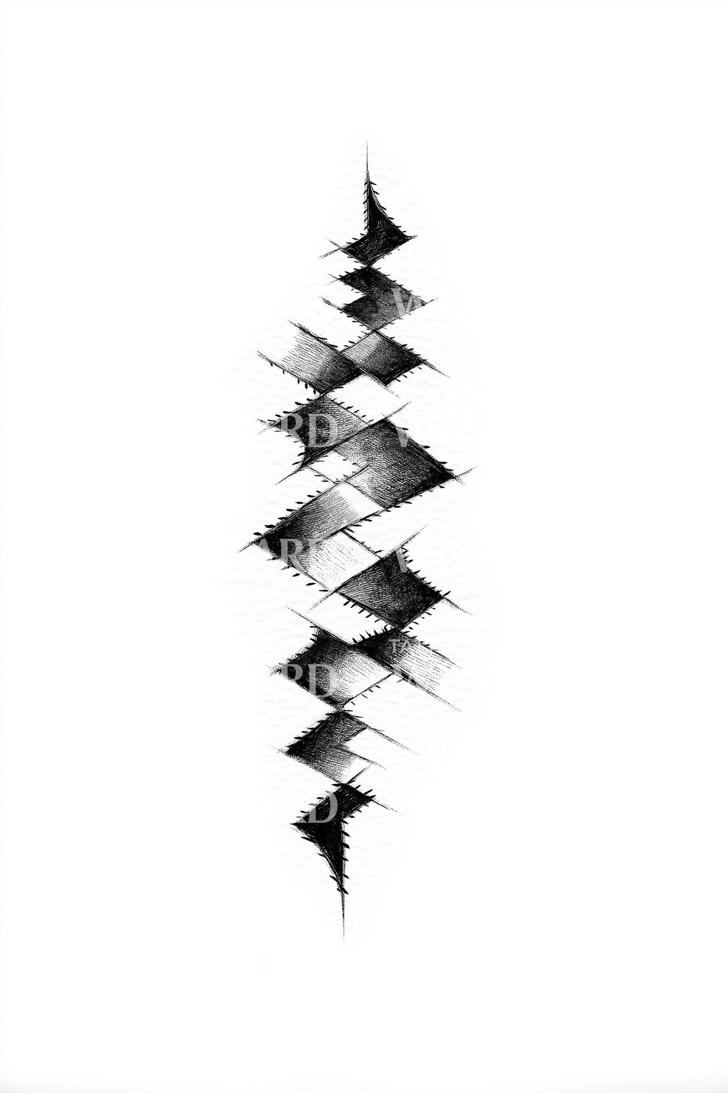 Abstract Diamond Spine Tattoo Design