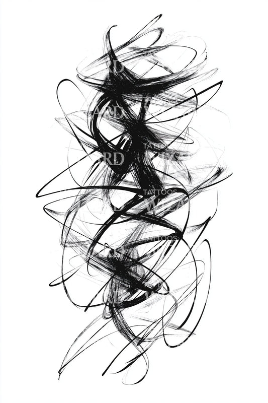 Design Tatuaggio Astratto con Colpi di Energia