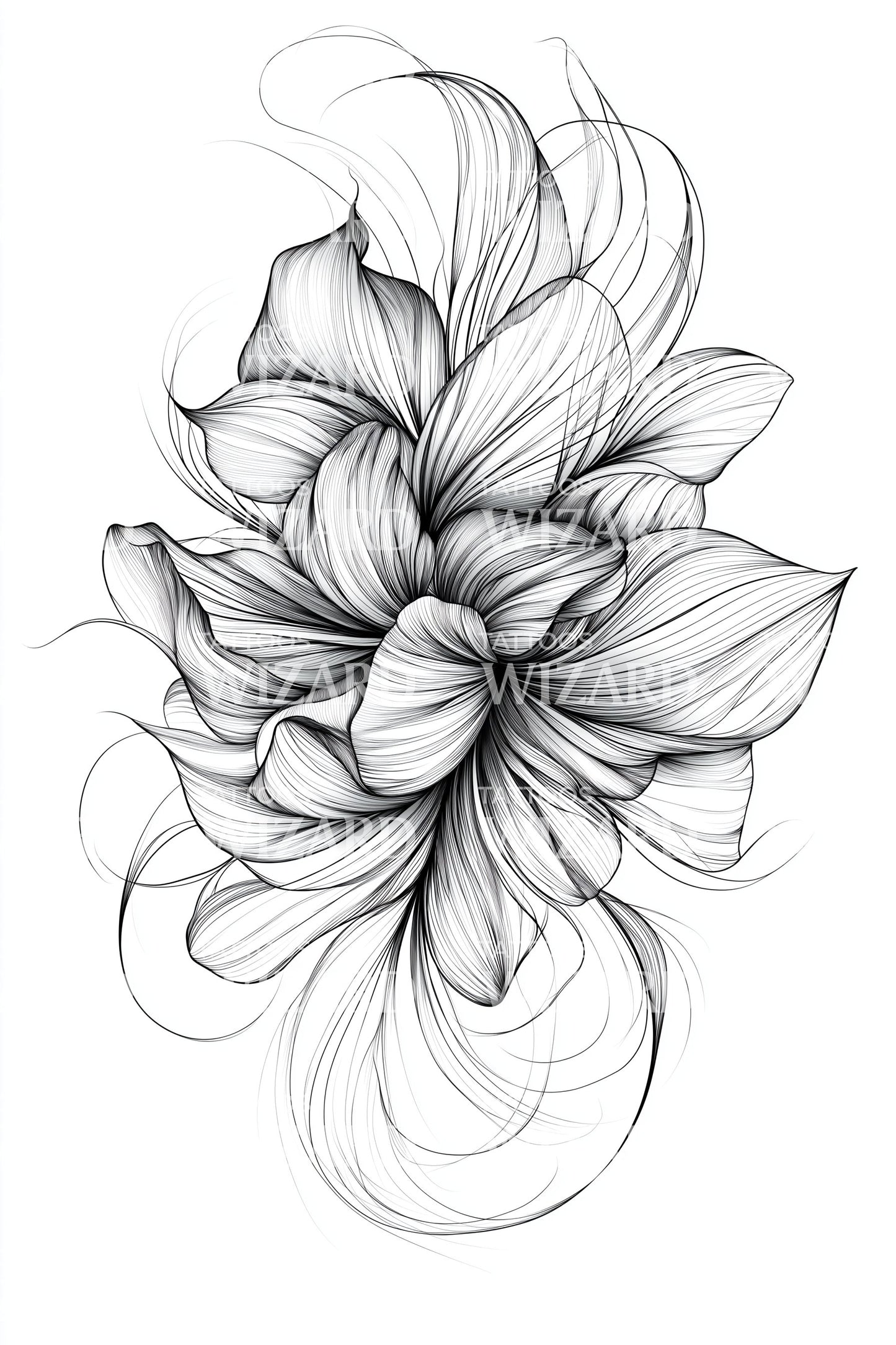 抽象花卉旋涡纹身插图