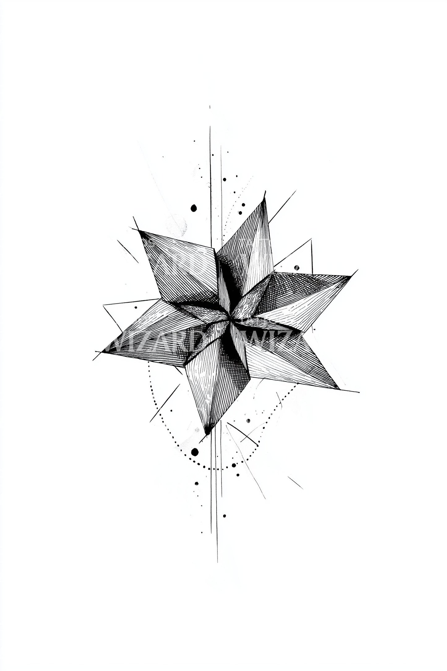 Design di tatuaggio stella origami astratta