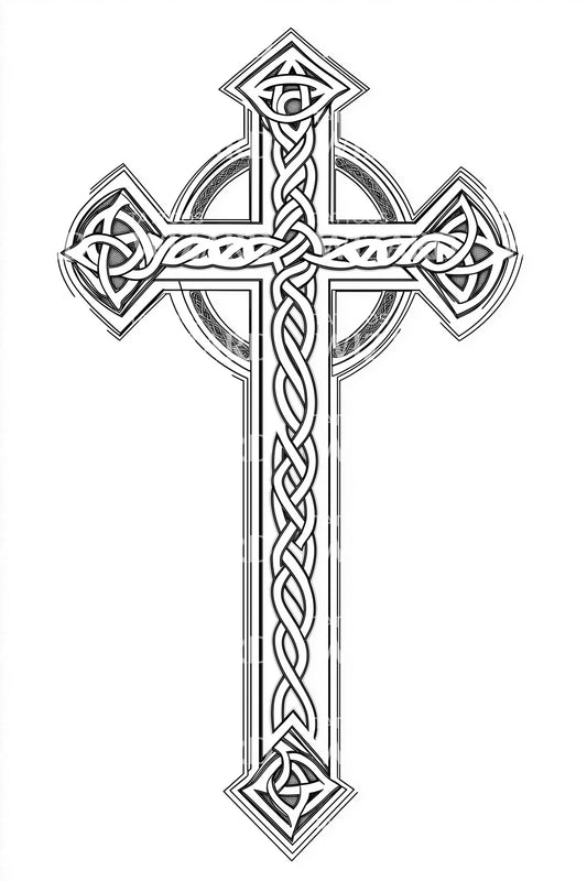 Abstract Tribal Celtic Cross Tattoo Idea