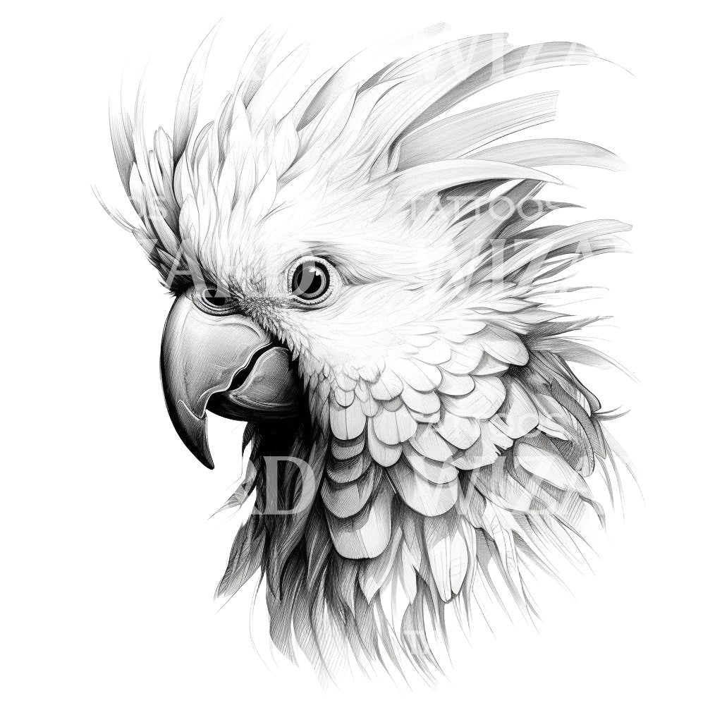 Black and Grey Cockatoo Tattoo Design