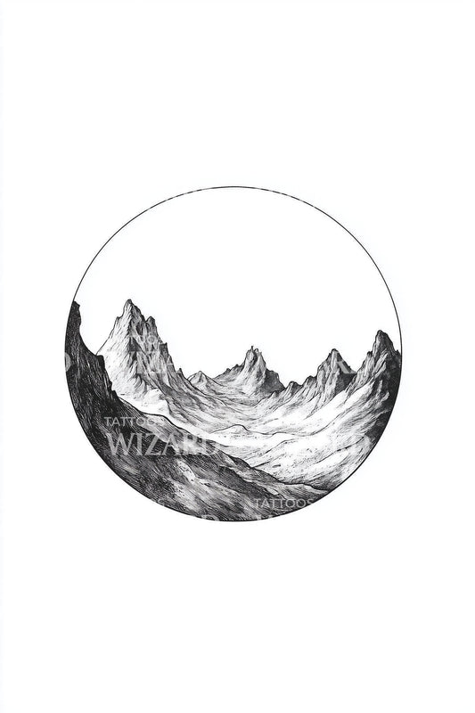 Alpine Peaks Emblem Tattoo Design