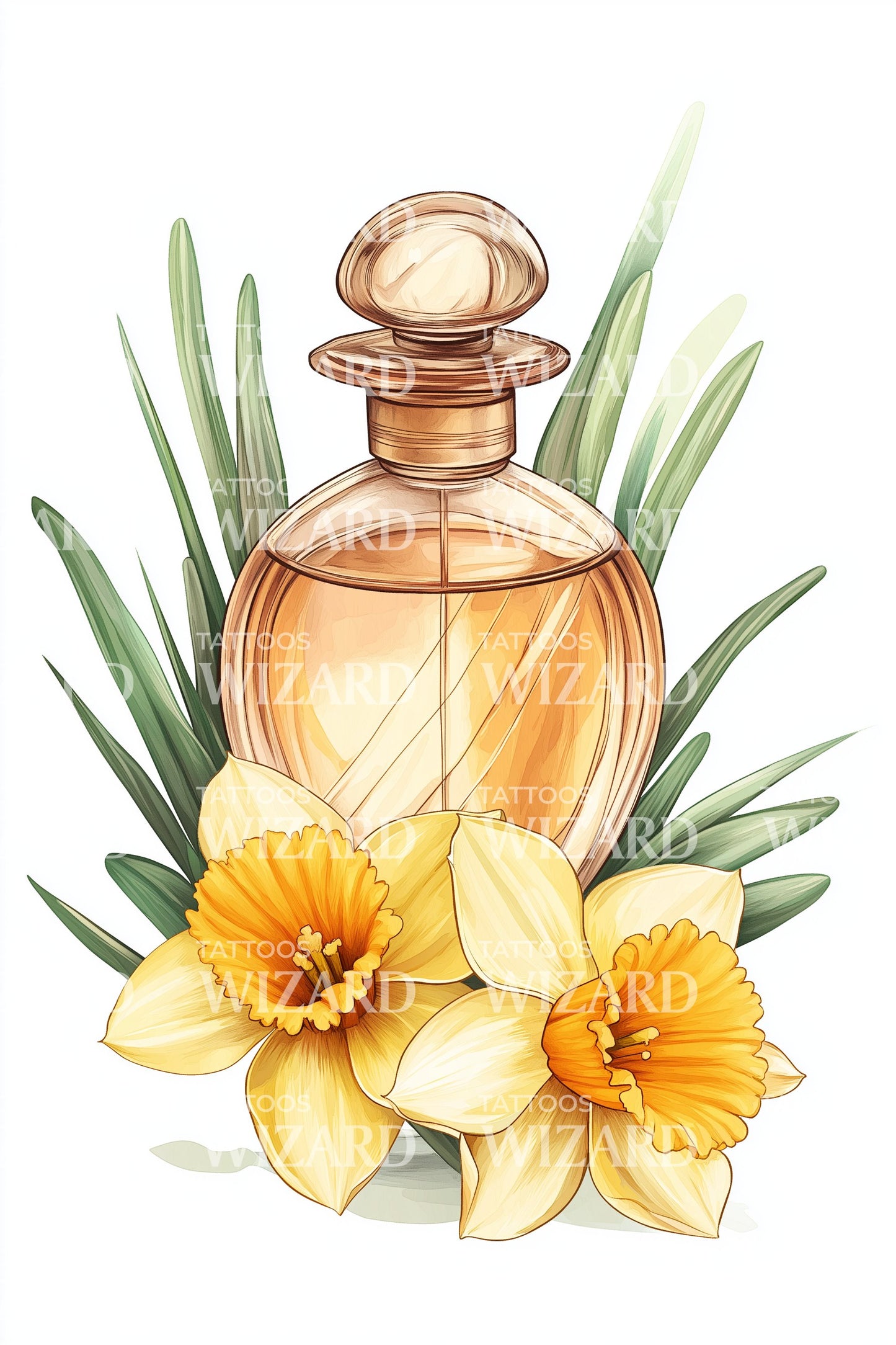 Amber Bloom Perfume Tattoo Illustration