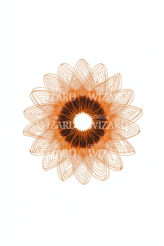 Дизайн татуировки янтарного спирального солнца