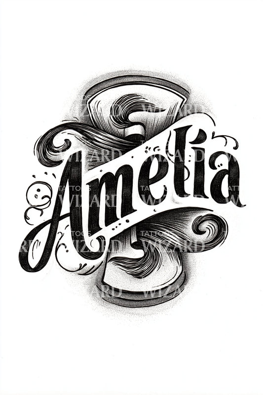 Amelia Script Flourish Tattoo Design
