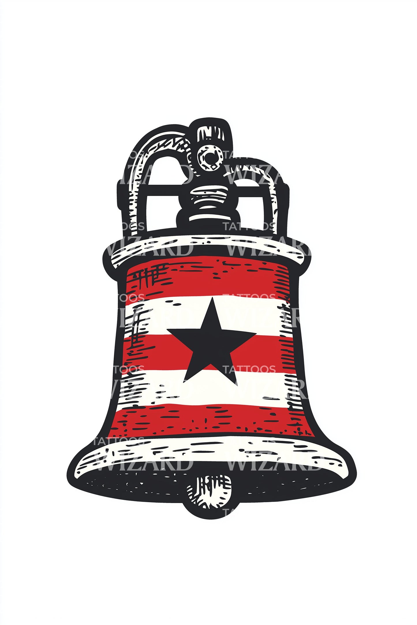 American Star Bell Tattoo Design