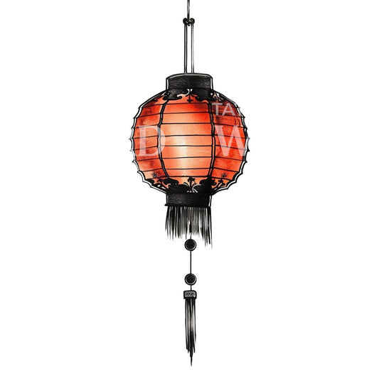 Simple Chinese Lantern Tattoo Design