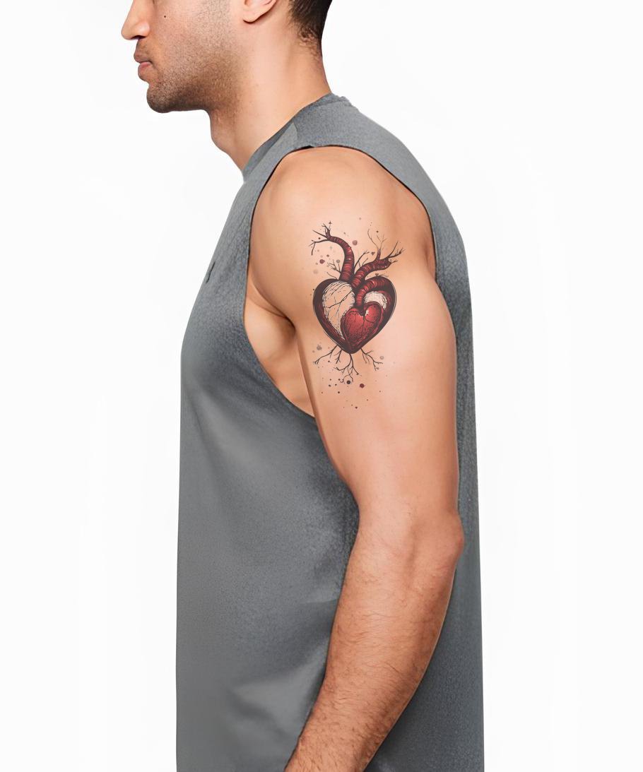Anatomisk hjärtsplash tatuering design