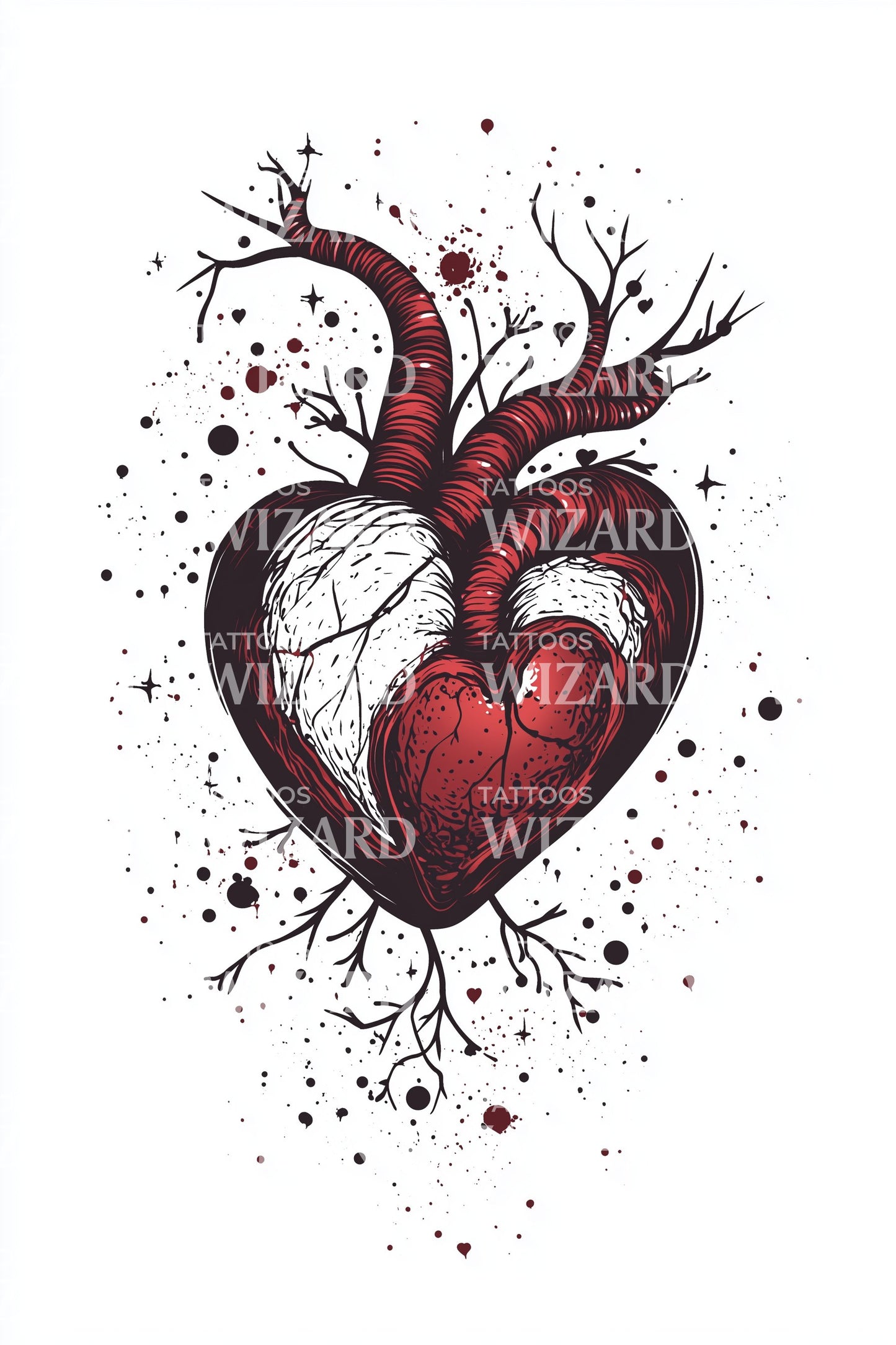 Anatomisk hjärtsplash tatuering design