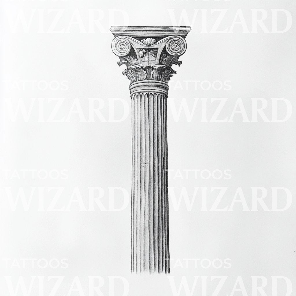 Design de tatouage d'élément d'architecture de colonne grecque antique