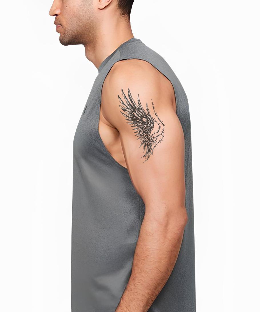 Shattered Angel Wing Tattoo Design