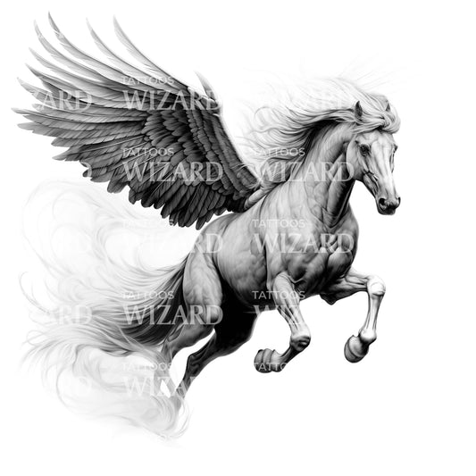 Angelic Runnnig Horse Tattoo Design