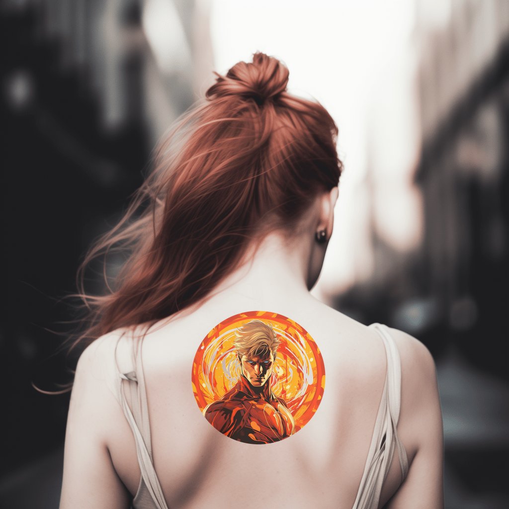 Human Torch Marvel-inspirerad tatueringsdesign