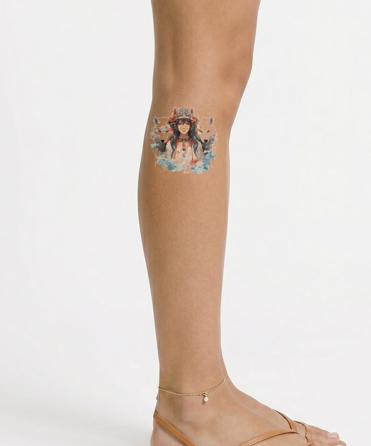 Diseño de tatuaje inspirado en la princesa Mononoke