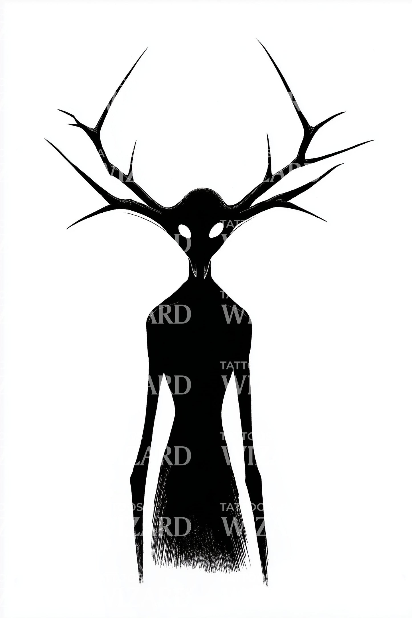 Antler Shadow Spirit Tattoo Design