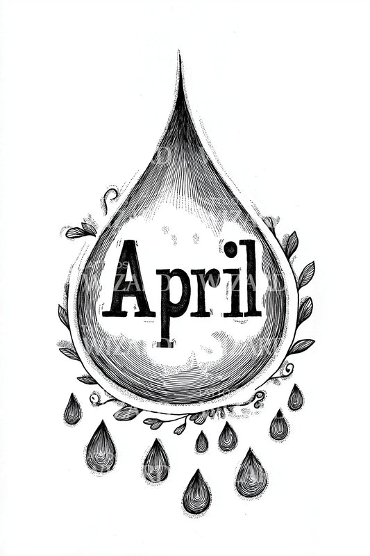 April Water Drop Emblem Tattoo Design