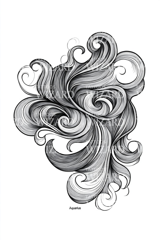 Aquarius Abstract Current Tattoo Idea
