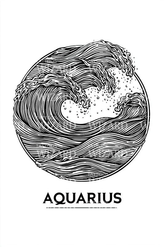 Aquarius Cosmic Wave Tattoo Design