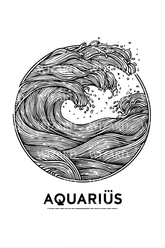 Aquarius Tidal Circle Tattoo Design