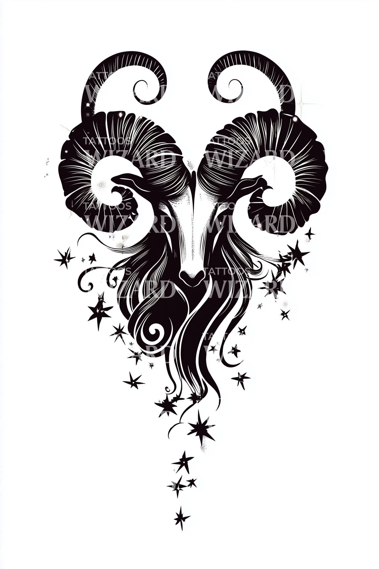 Projekt tatuażu czaszki barana zodiaku Baran