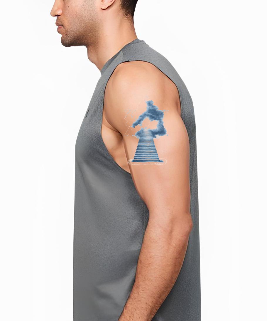 Desenho de Tatuagem de Escada com Flecha Azul