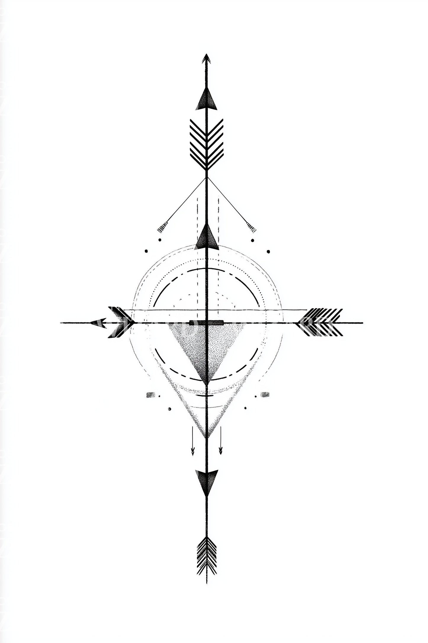 Arrowed Diamond Geometry Tattoo Design
