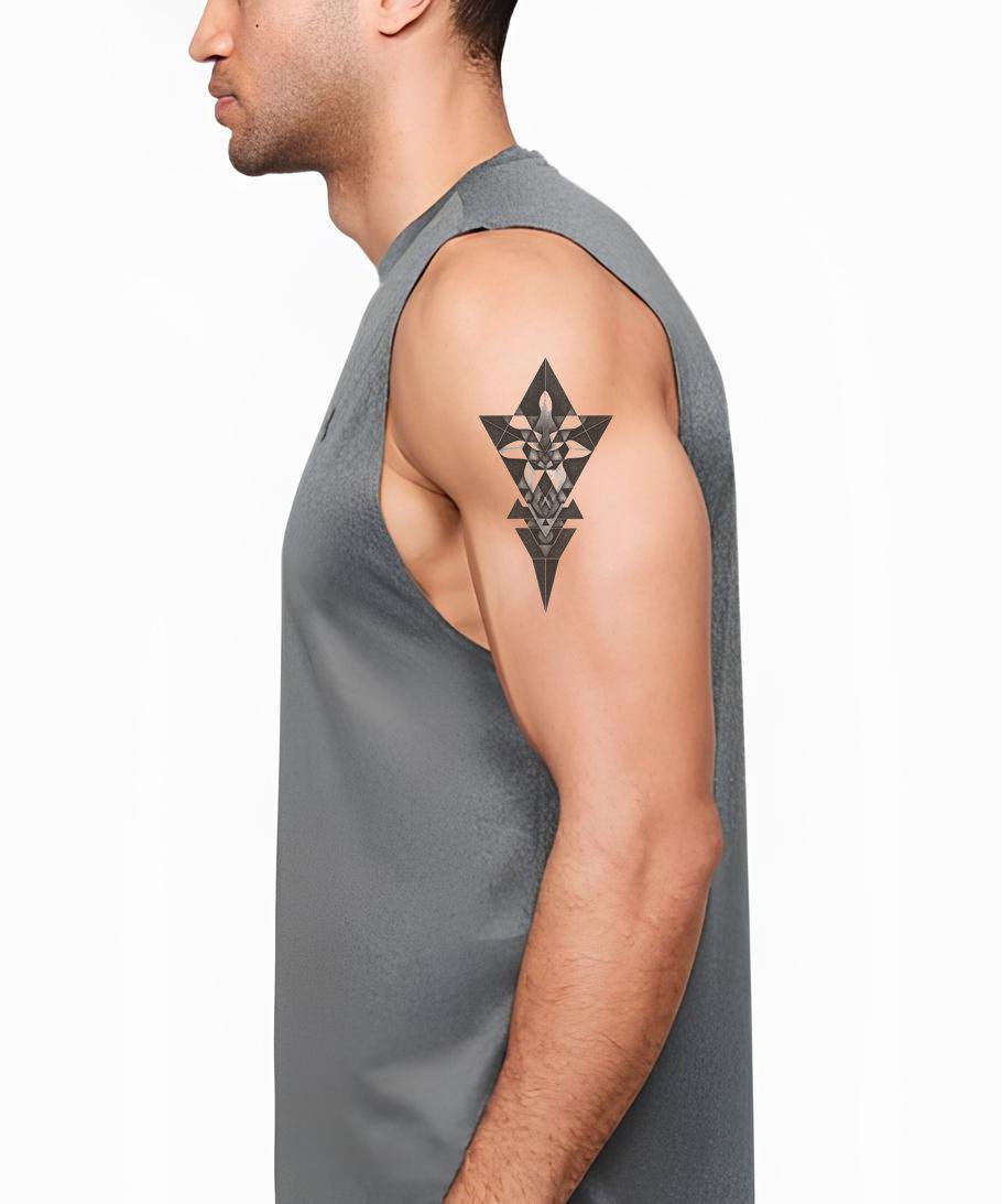 Arrowhead Floral Geometry Tattoo Design