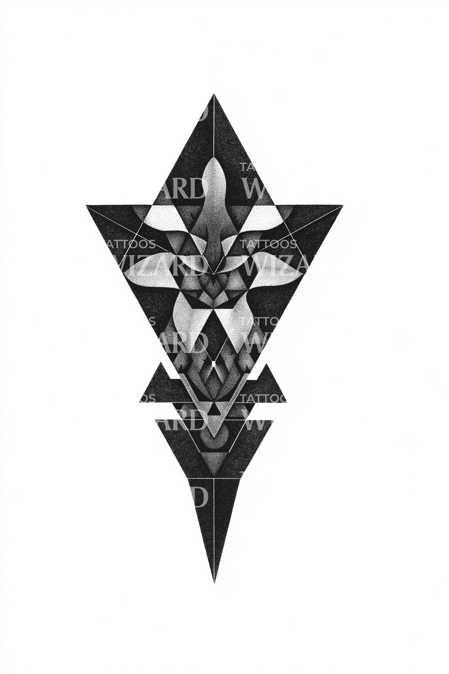 Arrowhead Floral Geometry Tattoo Design