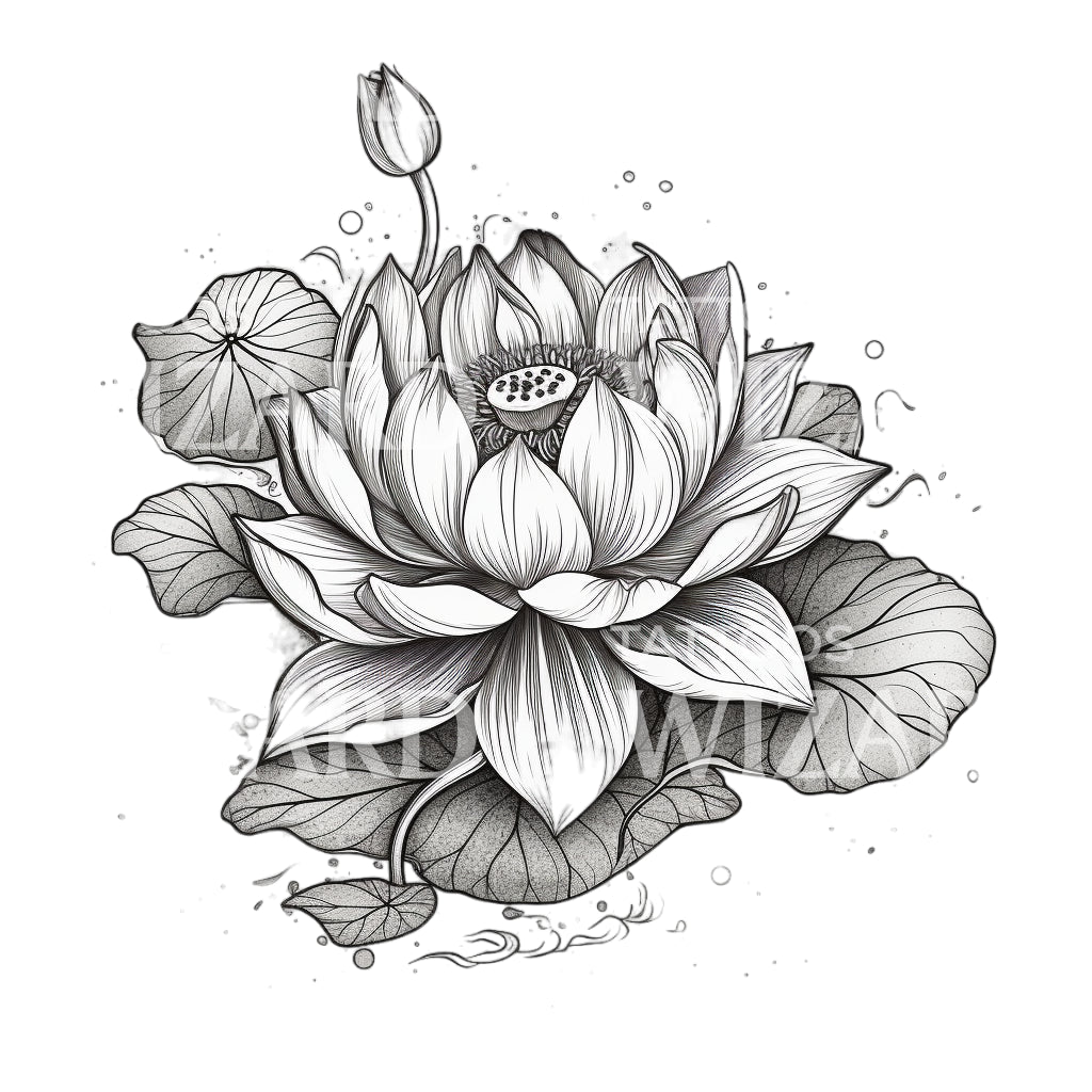 Sketch Lotus Flower Tattoo Design