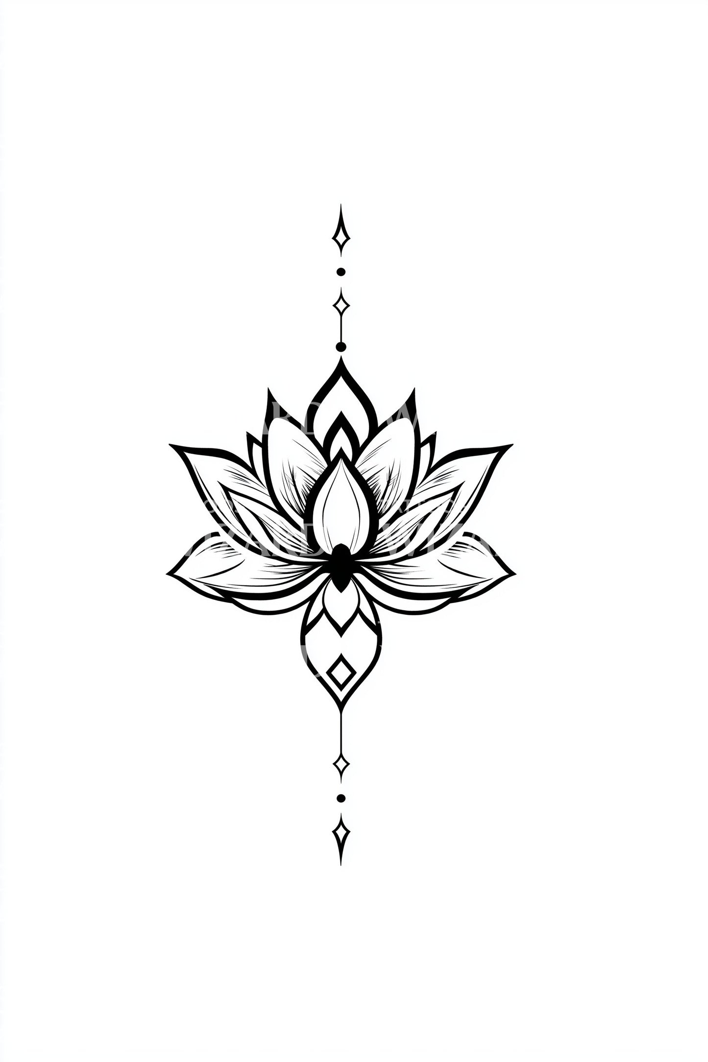 Diseño de tatuaje de colgante de loto ascendente