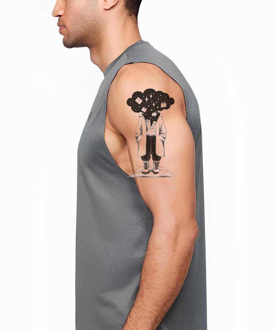 Astronaut Cloud Head Tattoo Design